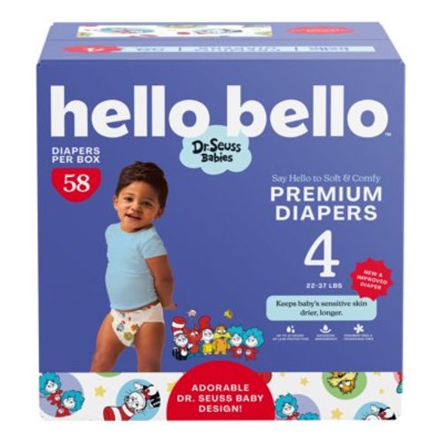 Hello Bello Dr. Seuss Babies Premium Diapers Club Box, Size 4, 58 Count (Select for More Options)