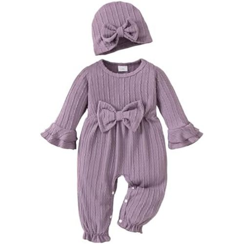 Mioglrie Newborn Baby Girl Clothes Preemie Clothes Girl Infant Fall Winter Outfits Jumpsuits Baby One-Piece Romper