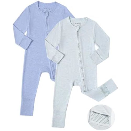 JunNeng Baby Sleeper Rayon from Bamboo, 0-18M Zipper Pajamas with Mitts