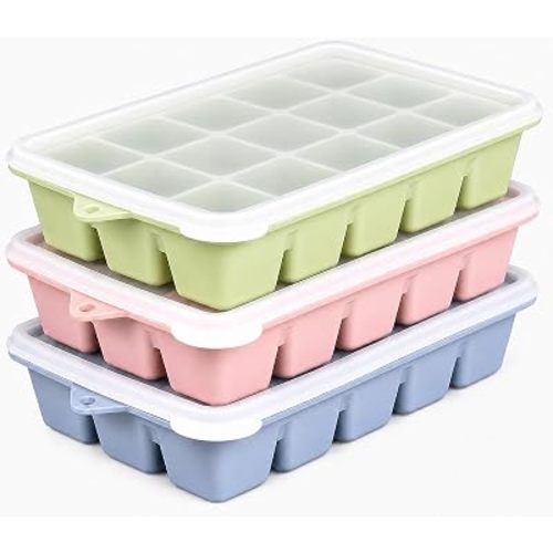 Upgraded Silicone Ice Cube Tray, Ice Trays For Freezer with Lid