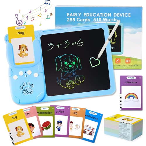 510 Words Talking Flash Cards Learning Toys for Boys Girls, 2-in-1 Talking Flash Cards with LCD Writing Tablet, Educational Toy , Autism Sensory Toys Speech Therapy Toys