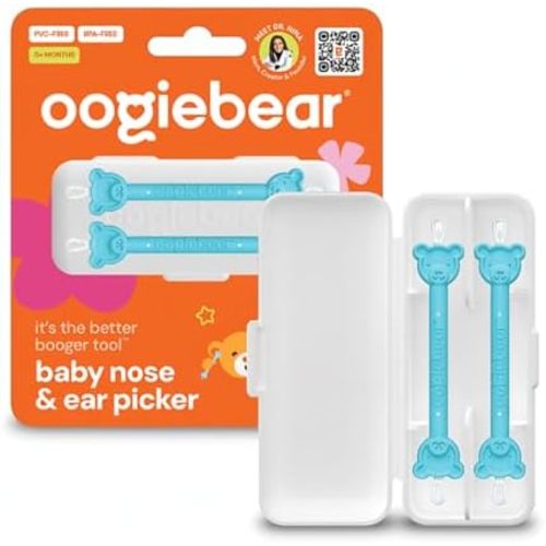 oogiebear Baby Nose & Ear Picker with Travel Case, 3 Pieces, 2-Pack Blue