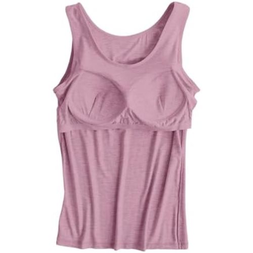 Nantdog Tank Tops with Built in Bras Womens Casual Summer Basic Cotton Padded Sports Shirts Breathable Workout Yoga Camisole