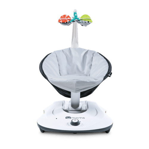 4moms RockaRoo Baby Rocker + Safety Strap Fastener, Compact Baby Rocker with Front to Back Gliding Motion, Grey Classic