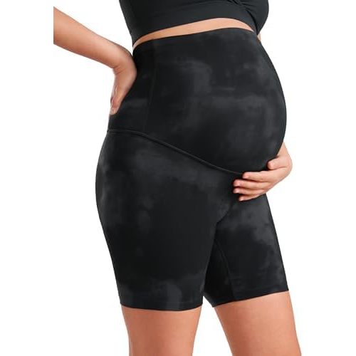 CRZ YOGA Womens Butterluxe Maternity Biker Shorts Over The Belly 6" - Pregnancy Yoga Workout Activewear