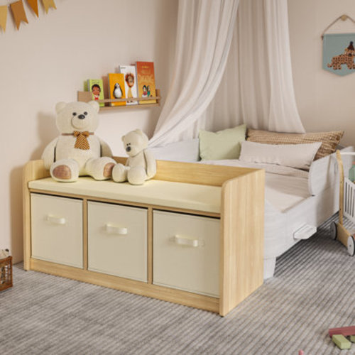Kids Reading Nook Storage Bench With Cushion, 3-drawer Toy & Book Organizer | Wayfair