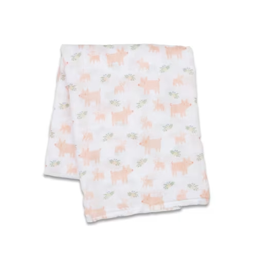 Lulujo - Swaddle Blanket Muslin Cotton  - Piggies