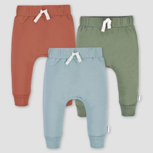 Gerber Baby 3pk Jogger Pants - Blue Newborn: Cotton Knit, Elastic Ankle, Pull-On Waist, Tapered Leg