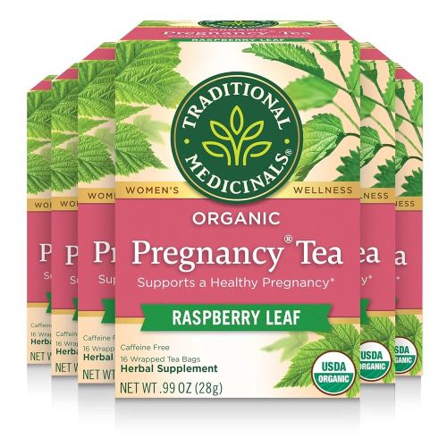 Traditional Medicinals Tea, Organic Pregnancy Tea, Supports a Healthy Pregnancy, Raspberry Leaf, 96 Tea Bags (6 Pack)