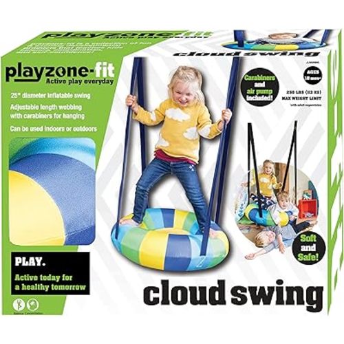 Playzone-Fit Cloud Swing - Hanging Inflatable Swing - Adjustable Lightweight and Super Soft - Great for Indoor and Outdoor Use - Recommended Ages 3+