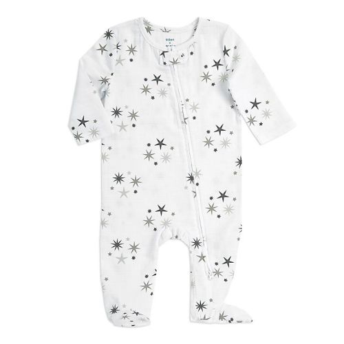 6-9 Mos aden + anais® Star Cluster Zip Muslin Footie in Grey