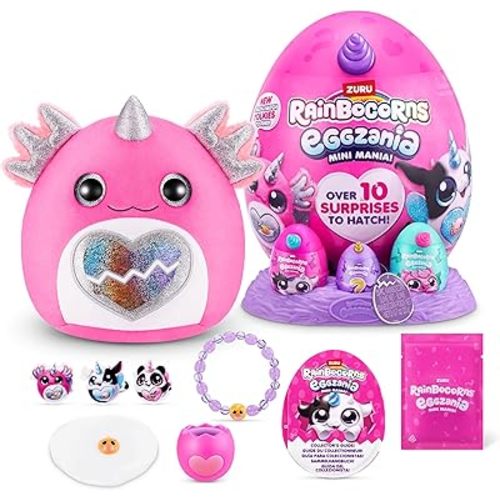 Rainbocorns Eggzania Mini Mania Axolotl Plush Surprise Unboxing with Animal Soft Toy, Idea for Girls with Imaginary Play by ZURU