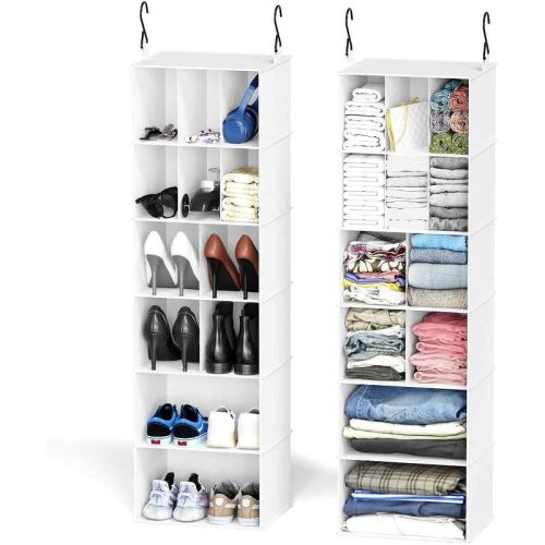 2 Pack Hanging Closet Organizer and Storage with Dividers ,efficient shoe storage in closets, wardrobes, RVs, and garment racks-SpaceAid®