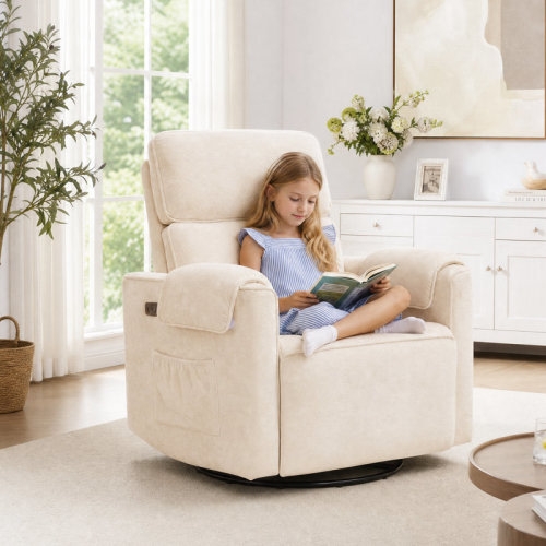 Latitude Run® Oversized Power Recliner Chair - Cream