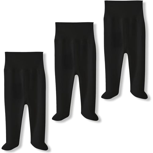ACESTAR Newborn Infant Baby Boys Girls Cotton High Waist Footed Pants Casual Leggings with Feet 0-12 Months 3-PACK/1-PACK