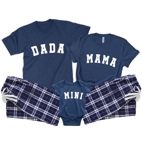 Family Matching Pajamas and Bodysuit. New Mom Dad and Baby Loungewear. Baby Shower Gift. New mom gift. Mama Dada Mini Hospital Outfit. NSP25