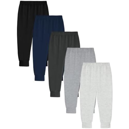 Cooraby 5 Pack Toddler Boys Cotton Pants Kids Soft Comfy Pull-On Casual Jogger Pants for Boys 2T-6 Years