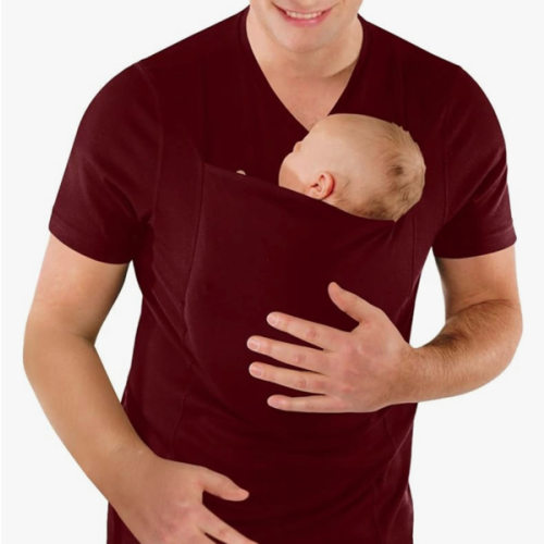 Mens Dad Shirts Baby Carrier Shirt Short Sleeve Skin to Skin New Dad Gifts T-Shirt with Pocket