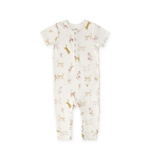 Short Sleeve Henley Romper - Copy Cat