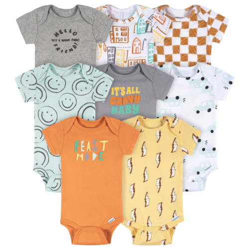 8-Pack Baby Boys Hello Friends Short Sleeve Onesies® Bodysuits – Gerber Childrenswear