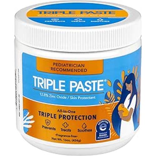 Triple Paste Diaper Rash Cream for Baby - 16 Oz Tub – Zinc Oxide Ointment Treats, Soothes & Prevents Diaper Rash, Pediatrician-Recommended Hypoallergenic Formula, Baby Essentials for Daily & Overnight