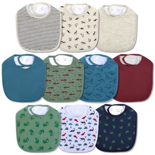 Hakochia Waterproof Baby Bibs Organic Cotton Super Soft and Absorbent With Adjustable Snap for Baby Boys and Girls