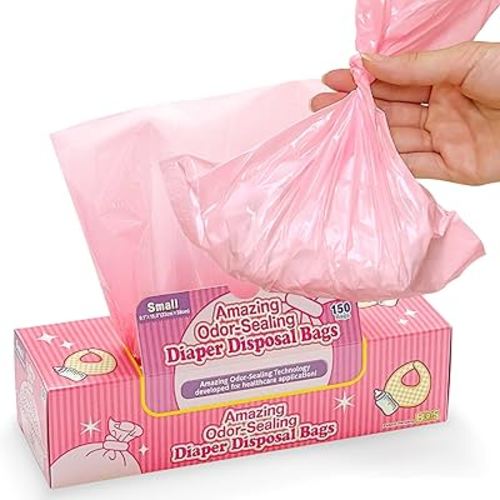 BOS Amazing Odor Sealing Baby Diaper Disposal Bags - Durable and Unscented [Size: S, Color: Pink] (150 count, Pack of 1) (150 Bags)