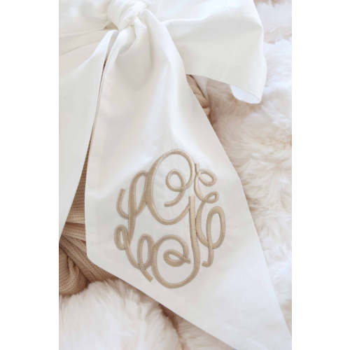 Personalized Newborn Bow Sash | Ivory
