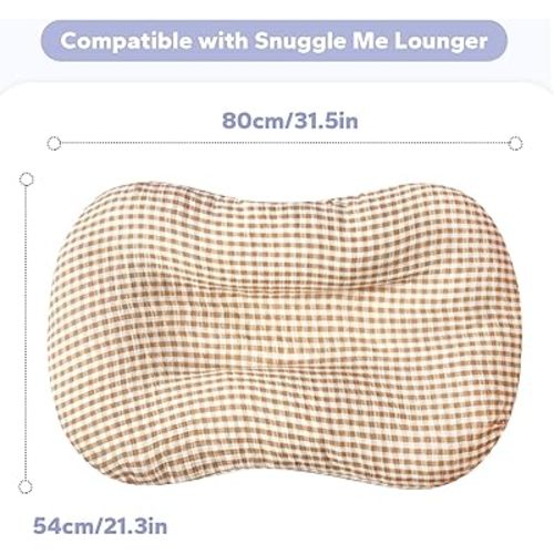 FUNUPUP Muslin Baby Lounger Cover Only, Beige & Plaid