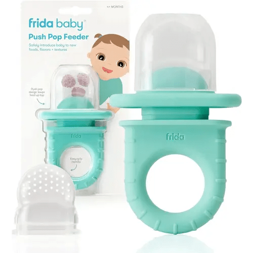 Frida Baby Alimentador Push Pop | Alimentador de silicona para alimentos frescos y congelados para bebés, introduce de forma segura nuevos alimentos, apto para lavavajillas