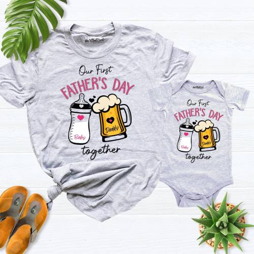 2025 fathers day shirt, our first fathers day shirt, new daddy tees, first fathers day matching outfit,dad girl baby shirt, dad boy baby tee