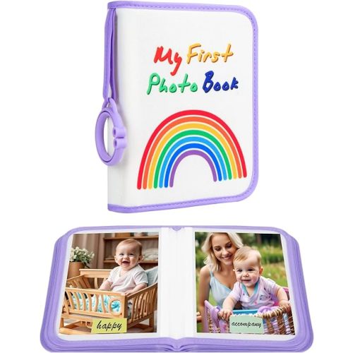 Baby's My First Photo Album for Baby Holds 21 4x6 Photos, Baby Photo Album Soft Cloth Family Book, My First Album for 4x6 Baby Shower Kids Toddlers Family Pictures, Toddler Photo Album (Purple)
