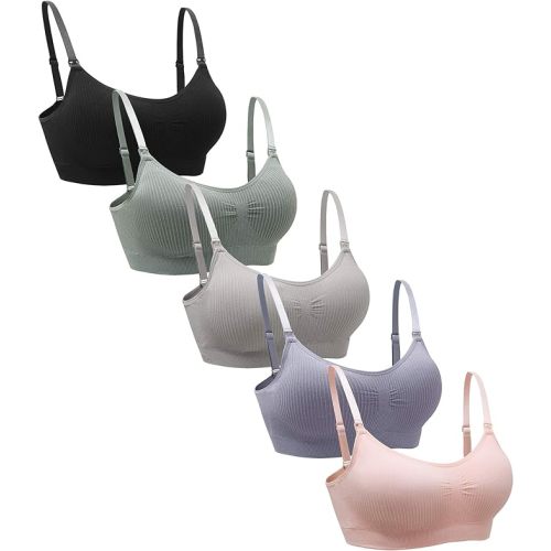 Suekaphin 5PACK Nursing Bra Wireless Bra Women's Sleeping Maternity Bra Breastfeeding Bra