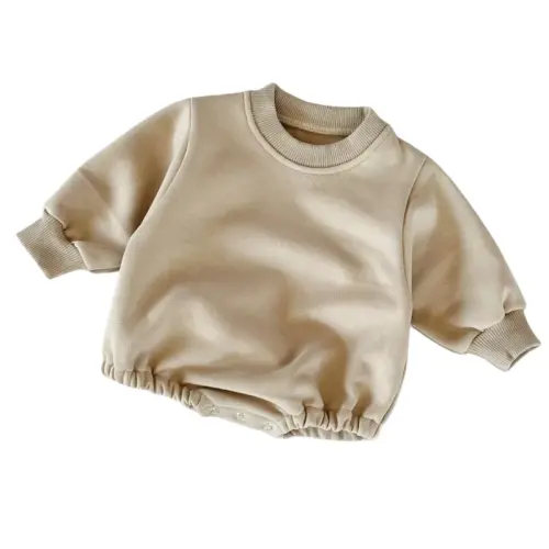 Tots on Trend Winter Basics Romper (Light Khaki) 3-6 months or 6-9 months