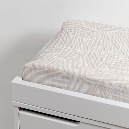 Quilted Changing Pad Cover - Oat Stripe