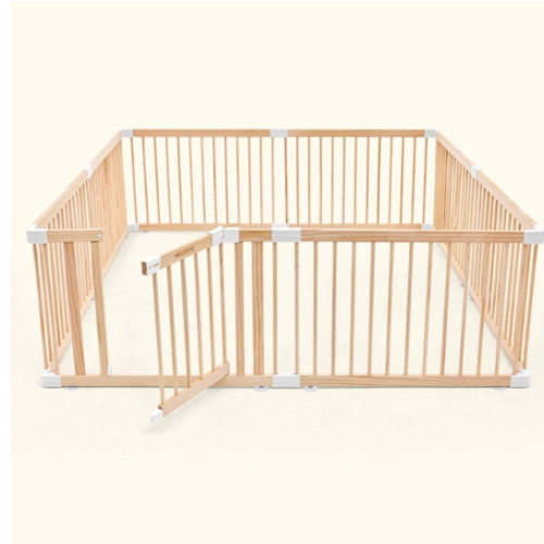 HARPPA Wooden Baby Gate Playpen | Non-Toxic Foldable DIY Adjustable Play Yard for Infants & Toddlers – Natural Finish Baby Fence for Small & Large Spaces