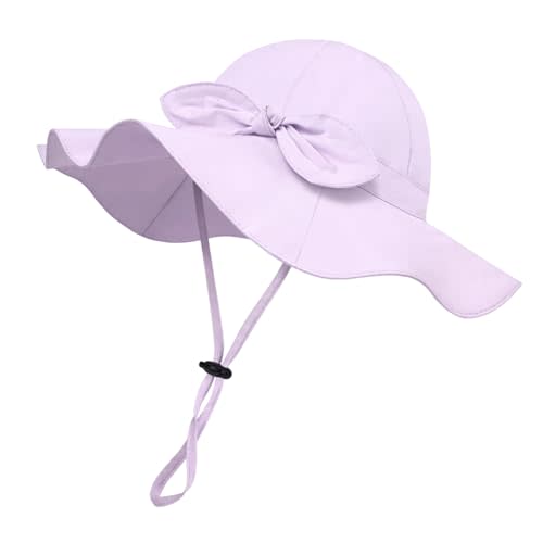 Baby Girl Sun Hat with UPF 50+ Outdoor Adjustable Beach Hat with Wide Brim Bucket Hats