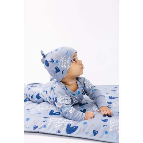 John 3:16 Blue PJ Footed Onesie Bamboo – Holy Pals