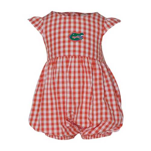 Girl's Infant Garb Orange Florida Gators Cara Gingham Ruffled Bodysuit