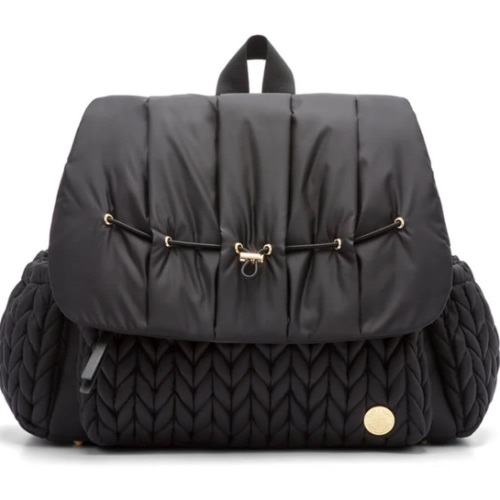 Levy Stylish Diaper Backpack - Black Herringbone