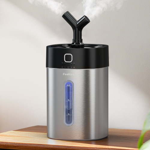 Feekaa Stainless Steel Humidifier Easy Clean, 1Gal/4L Cool Mist Humidifiers for Bedroom, Dishwasher Safe Large Room, Black