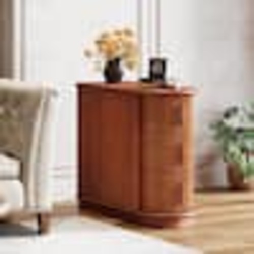 BYBLIGHT Eric 24 in. Walnut Solid Wood End Table, 3-Drawer U-Shaped Narrow Side Table for Living Room Fully Assembled BB-JW0761YF