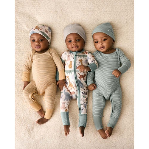 Hazelwood Stripe Crescent Zippy – Little Sleepies