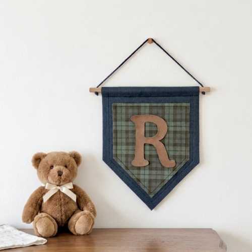 Custom Felt Banner Initial Pennant Personalized Ralph Lauren Nursery Gift