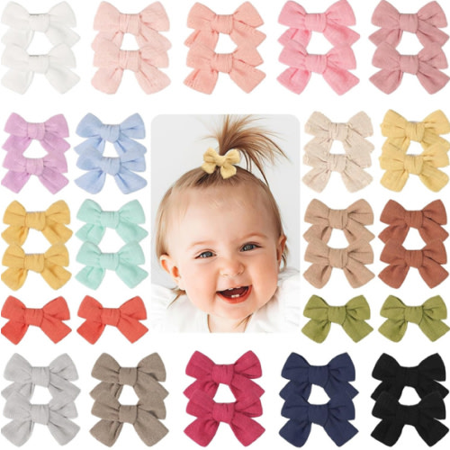 JOYOYO Baby Bows Clips in 20 Colors,Cotton Linen Fabric Hair Bows Alligator Hair Clips Barrettes and Hair Accessories for Baby Girls,Toddlers,Kids