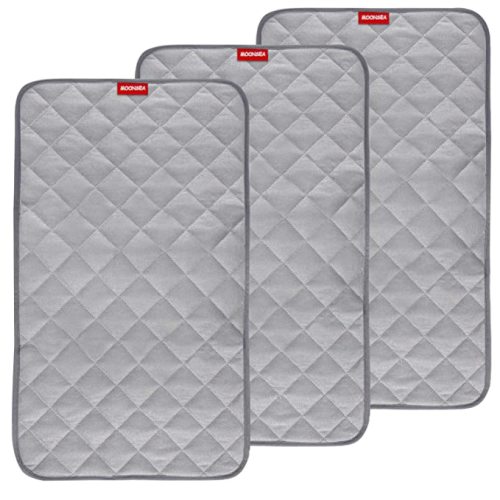 Waterproof Changing Pad Liners Bamboo Terry Quilted with Non-Slip Back, 3 Pack Extra Thick Large Size 14”x 27”Changing Pad Liners Grey Waterproof Washable, Reusable Changing Mats Sheet Protector