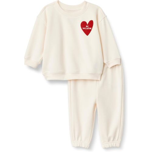 Amazon Essentials x Sofia Grainge Unisex Babies' Sweatshirt & Sweatpant Set, Hearts/Valentine, 3-6 Months