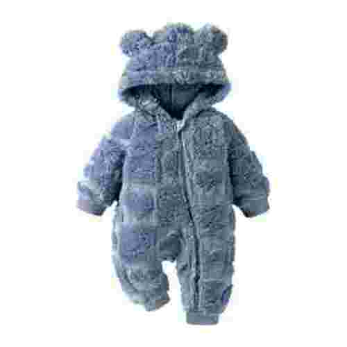 Favoffer 0-12M Unisex Newborn Solid Color Onesie, Plush Hooded Long Romper for Daily, Travel, Home Wear