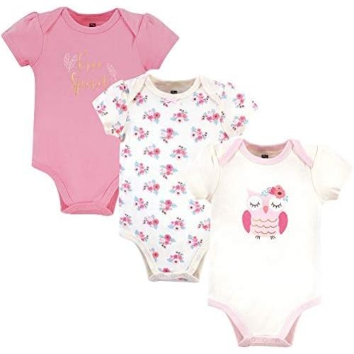 Hudson Baby Baby Girls Cotton Bodysuits 3-pack