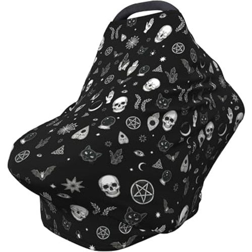 Gothic Black Carseat Stroller Canopy Covers for Babies, Multi-Use Breathable Breastfeeding Cover, Baby Boys & Girls Stuff